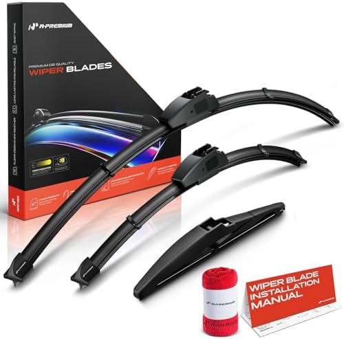 A-Premium 26"+18"+8" Windshield Wiper Blades with Wear Indicator & Towel