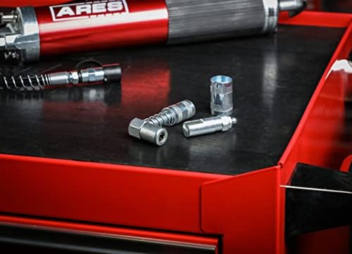 ARES 54017 – 2-Piece Grease Gun 90-Degree Adapter Set – Includes Quick Connect Coupler Style and Quick Connect Slide-On Style Adapters