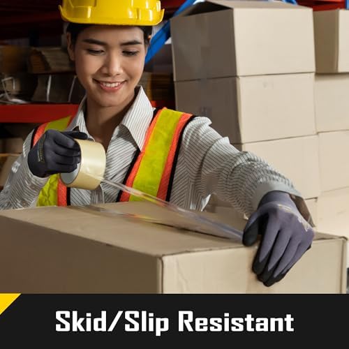 COOLJOB 6 Pairs Nitrile Rubber Coated Nylon Safety Work Gloves Pack Bulk