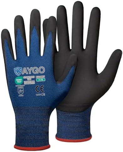 KAYGO Safety Work Gloves, MicroFoam Nitrile Coated, Men Women,KG18N