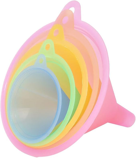 Kitchen Funnel Set with 5 Sizes Small to Large Plastic Cooking Funnel with Narrow Spout for Filling Bottles Transferring Liquid Dry Ingredients Cosmetic Lotion Essential Oils