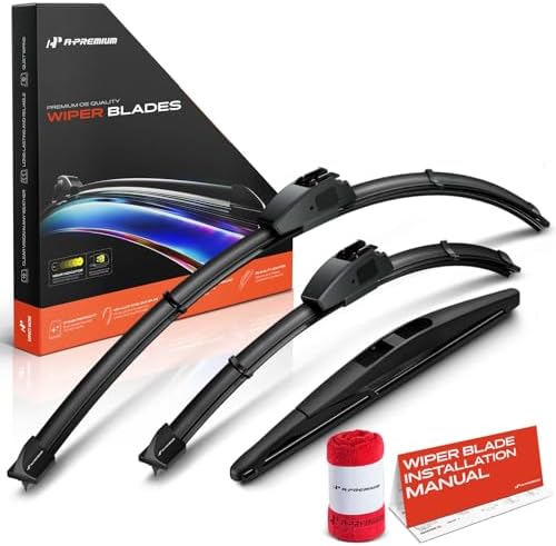 A-Premium 26"+15"+10" Windshield Wiper Blades with Wear Indicator & Towel