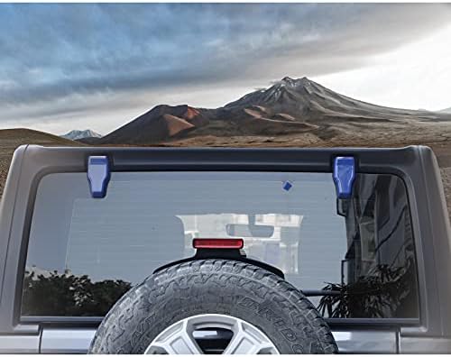 Rear Tail Door Window Hinge & Rear Rain Wiper Nozzle Decorative Cover Trim for 2018-2021 Jeep Wrangler JL JLU(Blue)