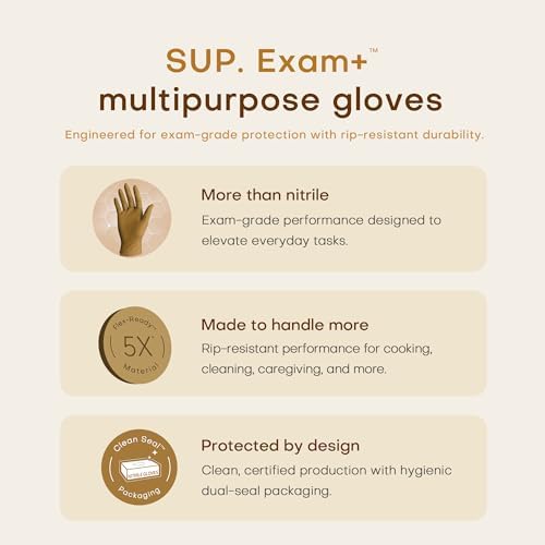 Supmedic SUP Exam Plus® Nitrile Gloves, Powder-Free Disposable, Trail Tan