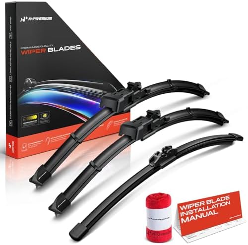 A-Premium 17"+17"+7" Windshield Wiper Blades with Wear Indicator & Towel