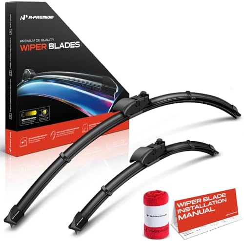 A-Premium 26" + 16" Windshield Wiper Blades with Wear Indicator & Towel