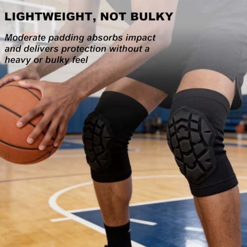 Wrestling Knee Pads for Sports, Elastic & Breathable Sleeve, Black L