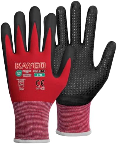 KAYGO MicroFoam Nitrile Coated Work Gloves, Non-Slip Micro-Dots, KG19N