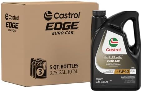Castrol EDGE Euro 5W-40 A3/B4 Advanced Full Syn Motor Oil, 5 Qt, Pack of 3
