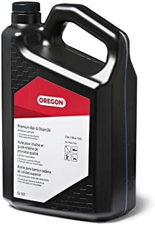 Oregon Premium Bar and Chain Oil, Grease Gun for Chainsaws - 1 Gallon Bottle Oil, Pre Loaded Lubricant Gun