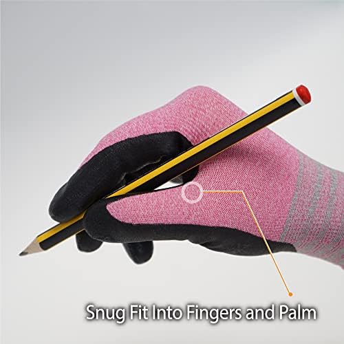 DEX FIT Nitrile Work Gloves FN330, 3 Pairs, 3D-Comfort Stretchy Fit, Firm Grip, Thin & Lightweight, Touch-Screen Compatible, Durable, Breathable & Cool, Machine Washable; Pink L (9)