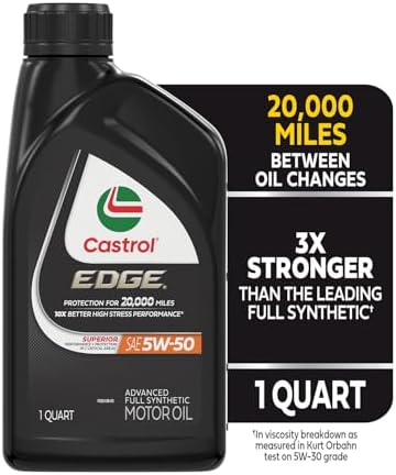 Castrol EDGE 5W-50 Advanced Full Synthetic Motor Oil, 1 Quart, Pack of 6