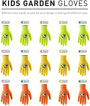 HANDLANDY 2 Pairs Kids Gardening Gloves, Grippy Kids Work Gloves, S