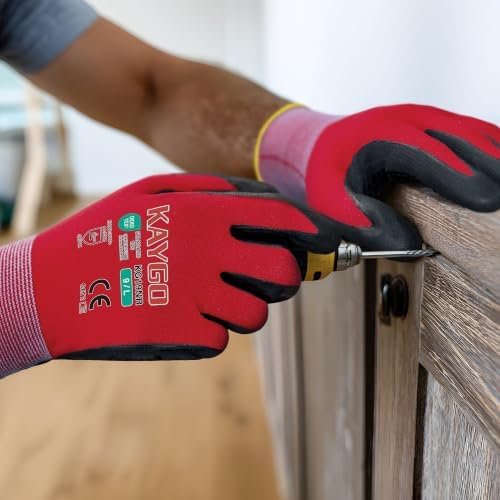 KAYGO MicroFoam Nitrile Coated Work Gloves, Non-Slip Micro-Dots, KG19N