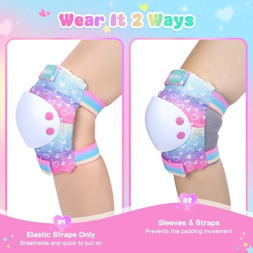 Girls Knee Pads for Kids, Toddler Knee and Elbow Pads Set