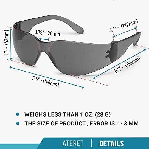 ATERET Protective Polycarbonate Safety Glasses White For Nurses Mechanic Electrician Saftey Glasses Goggles Anti Fog Eye Goggles Safety Protection (36 Pairs, Grey&Clear)