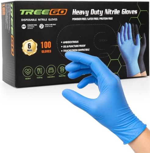TREEGO Blue Nitrile Gloves, Small, 6 Mil Medical Exam Gloves, 100 Count