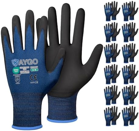 KAYGO Safety Work Gloves, MicroFoam Nitrile Coated, Men Women,KG18N