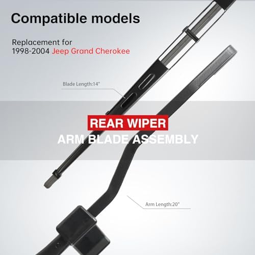 Replacement for Jeep Grand Cherokee 1998-2004, Rear Windshield Wiper Arm Blade Set - OTUAYAUTO Factory OEM Style 5102882AA