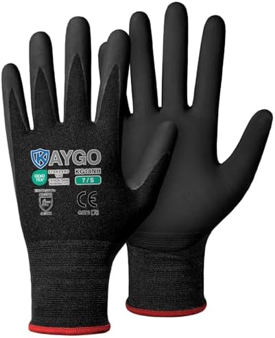 KAYGO Safety Work Gloves, MicroFoam Nitrile Coated, Men Women,KG18N
