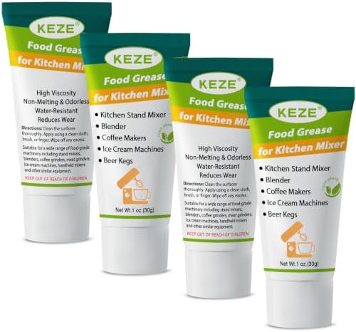 Keze Food Grade Grease for Kitchen Stand Mixer, Sanitary Lubricant for Blenders, Coffee Machines, Beer Kegs and Food Processors, Kitchen Food Grease, 1 oz 4-Pack