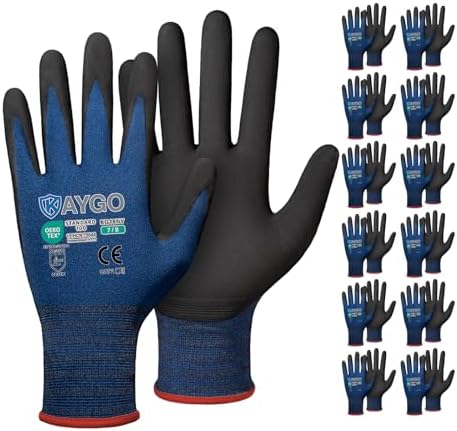 KAYGO Safety Work Gloves, MicroFoam Nitrile Coated, Men Women,KG18N