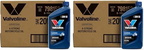 Valvoline 4-Stroke Motorcycle SAE 20W-50 Motor Oil 1 QT, Case of 6 (Pack of 2)