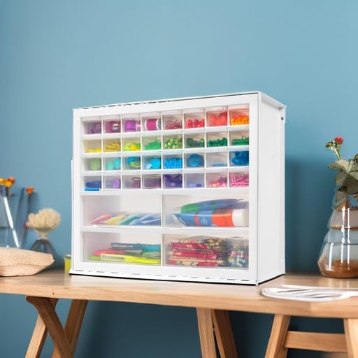 IRIS USA Small Parts Storage Cabinet, Made in USA, 36-Drawer Organizer for Screws, Nuts & Bolts, Electronics, Hardware, Beads, Crafts, Scrapbook Art Hobby, Teacher Toolbox, Garage Storage – White