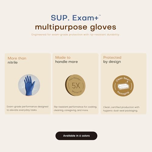 Supmedic SUP Exam Plus® Nitrile Gloves, Powder-Free Disposable Med Blue