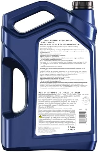Shell Rotella MV Multi-Vehicle Full Synthetic 5W-30 Diesel Engine Oil, 1 Gallon (3 Pack)