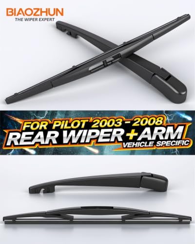 Rear Wiper Arm Blade Assembly, Replacement for Honda Pilot 2003–2008 | Back Windshield Wiper Blade Arm Set, With Rear Window Wiper Arm Nut Cap Cover Accessories | OEM-Style Precision