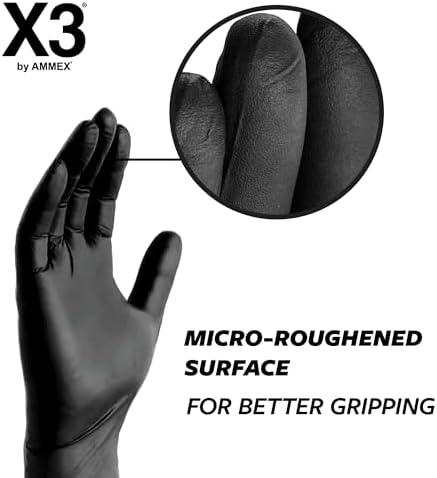 X3 Nitrile Disposable Gloves Latex Free 3 mil Black for Cooking Food Prep