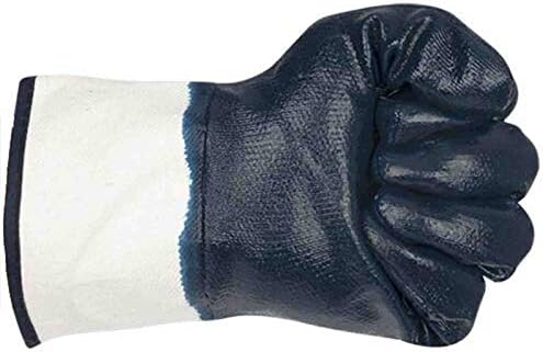 Men's Oil Gloves, Safe Wide-Cuff Gloves for Petrochemical Transport Workers, Blue Large Size 12-Pack