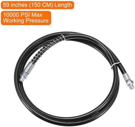 HARFINGTON Grease Gun Hose 59" 10000 PSI Spring Flex High Pressure Quick Release Grease Replacement with Coupler 1/8" NPT Threads for Grease Gun, Black