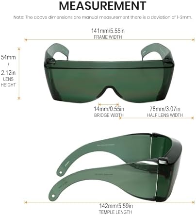 Calabria 3000 Fitover Safety Glasses with Uni-Lens – [Green] Wrap Around Eye Protection | Anti-Fog Scratch Resistant | Protective Eyewear