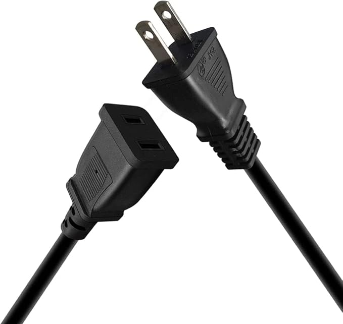 Toptekits (9.8ft/3m) USA Outlet Saver Power Extension Cord Cable 125V 10A 2-Prong 2 Outlets for NEMA 5-15P to NEMA 5-15R (9.8ft/3m)