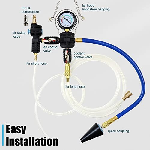 Coolant Vacuum Refill Kit, Cooling System Radiator Vacuum Purge & Fill Tool Set, Automotive Coolant Filler with Universal Adapter Hoses for Car Motorcycle Truck Airlift Use Red