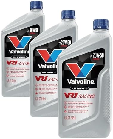 Valvoline VR1 Racing Synthetic SAE 20W-50 Motor Oil 1 QT (Pack of 3)