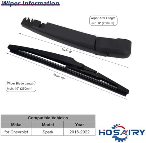 Rear Wiper Arm Blade Set for Chevy spark 2016-2021 Rear Windshield Wiper Arm Blade Assembly 95391372