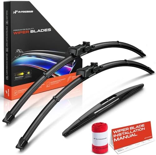 A-Premium 28"+26"+12" Windshield Wiper Blades with Wear Indicator & Towel