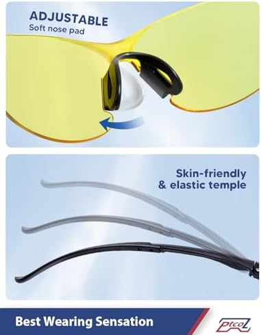 Safety Glasses 28 Pack Amber Tinted: ANSI Z87.1 Certified Anti-Scratch Polycarbonate Lens UV Protection for Construction & Cycling, Woodworking & Lab Lightweight Sofety Nose Pad Unisex