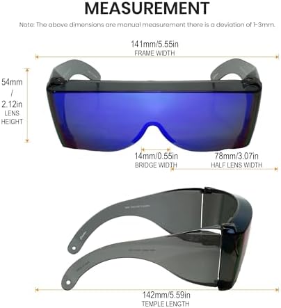 Calabria 3000 Fitover Safety Glasses with Uni-Lens – [Blue] Wrap Around Eye Protection | Anti-Fog Scratch Resistant | Protective Eyewear