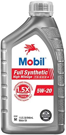 Mobil Full Synthetic High Mileage Motor Oil 5W-20, 1 Quart (Pack of 6)