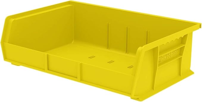 Akro-Mils 30255 AkroBins Plastic Storage Bins, Space-Saving Stackable Bins for Garage, Pantry, Craft Organization, 11" x 16" x 5", Yellow, 6-Pack
