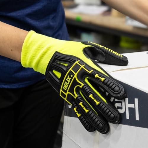 HexArmor Helix Impact Resistant & A1-A9 Cut-Resistant Work Gloves – High-Dexterity Nitrile Grip Industrial Safety Gloves