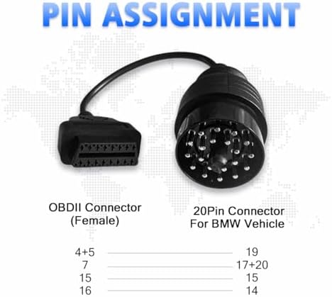 OBD1 to OBD2 Adapter for BMW 20 Pin to 16 Pin OBD2 Diagnostic Cable