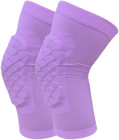 Basketball Knee Pads for Kids Volleyball Knee Pads, Honeycomb Basketball Sleeves Baseball Sleeves Youth Boys & Girls, Knee Savers for Catchers Youth Wrestling Soccer Football Volleyball Roller Skating (Purple, Large)