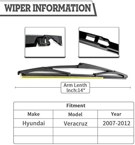 (Pack of 2) Rear Wiper Blade Set Replacement for Hyundai Veracruz IX55 2007-2012,Back Windshield Window,Rear wiper Accessories