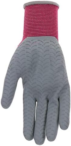 John Deere JD37216-WML Women's Nitrile Textured Grip, Abrasion Resistant, Slip Resistant, Pink, Gray, Medium