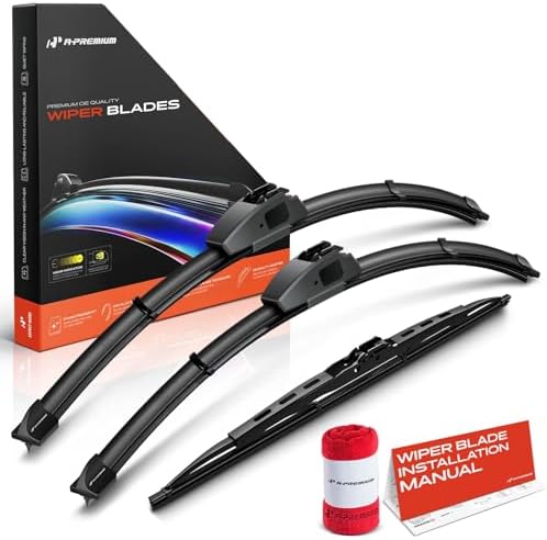 A-Premium 24"+24"+16" Windshield Wiper Blades with Wear Indicator & Towel
